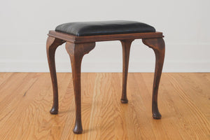 Black Leather Vanity Stool