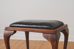 Black Leather Vanity Stool