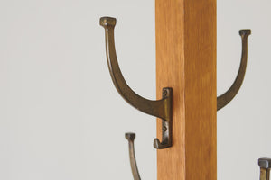 Oak & Brass Coat Rack