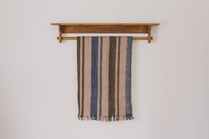 Navy Stripe Wool Blanket