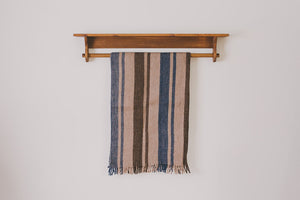 Navy Stripe Wool Blanket