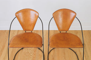 Minimalist Leather & Wire Chairs