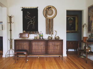 Black Leather Vanity Stool