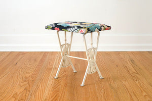 Art Deco Barkcloth Stool
