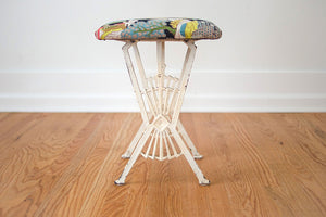 Art Deco Barkcloth Stool
