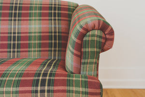 Plaid Camelback Sofa