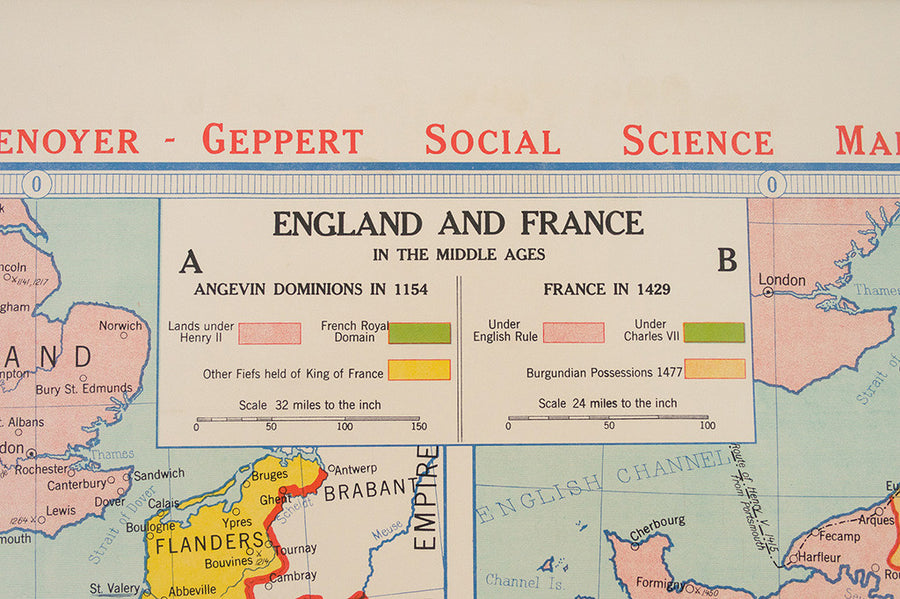 Vintage Map England & France