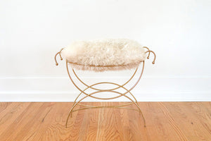Gold Sheepskin Vanity Stool
