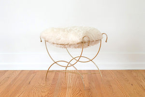 Gold Sheepskin Vanity Stool