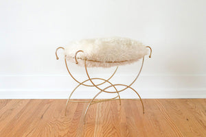 Gold Sheepskin Vanity Stool
