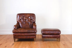 Leather Club Chair & Ottoman