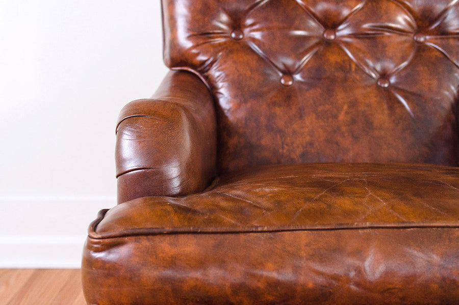 Leather Club Chair & Ottoman