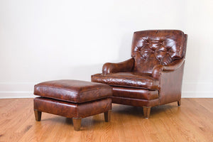 Leather Club Chair & Ottoman