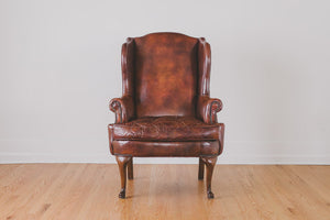 Leather Wingback & Ottoman