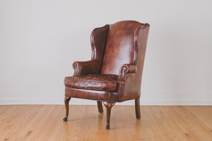 Leather Wingback & Ottoman