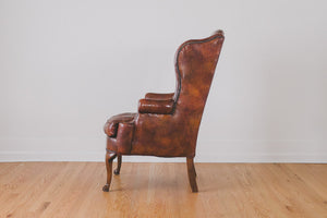 Leather Wingback & Ottoman