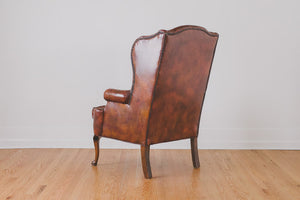 Leather Wingback & Ottoman