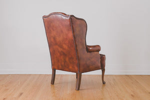 Leather Wingback & Ottoman