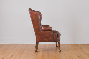 Leather Wingback & Ottoman