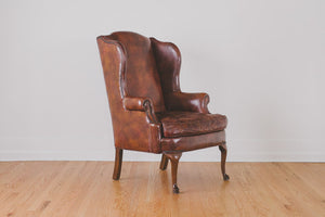 Leather Wingback & Ottoman