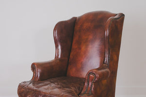 Leather Wingback & Ottoman