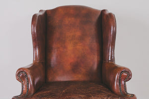 Leather Wingback & Ottoman