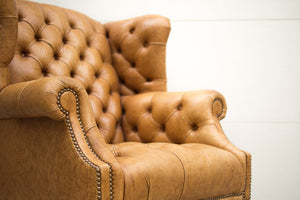 Tufted Leather Wingback Set