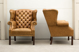 Tufted Leather Wingback Set