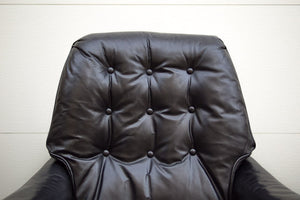 Drexel Black Leather Chair & Ottoman