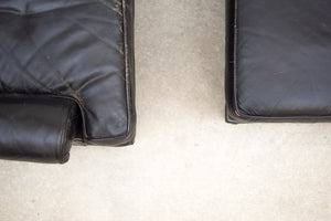 Drexel Black Leather Chair & Ottoman