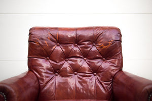 Red Leather Chair & Ottoman