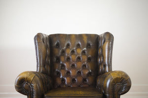 Vintage Tufted Leather Wingback