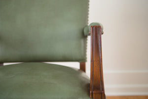 Stow Davis Green Leather Chairs