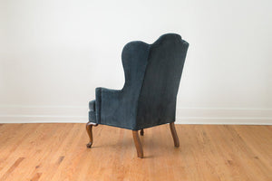 Blue Velvet Wing Chair
