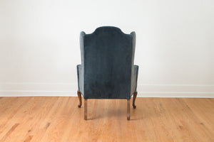 Blue Velvet Wing Chair