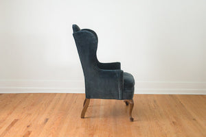 Blue Velvet Wing Chair
