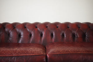 English Red Leather Chesterfield