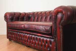 English Red Leather Chesterfield