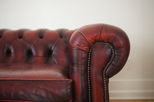 English Red Leather Chesterfield