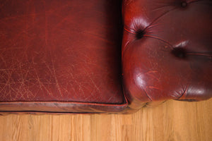 English Red Leather Chesterfield