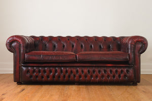English Red Leather Chesterfield