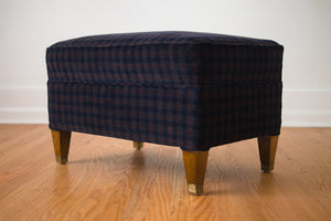 Plaid Corduroy Ottoman