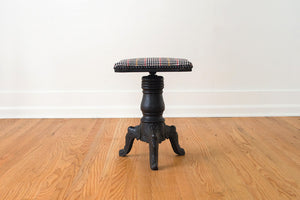 Plaid Wool Piano Stool