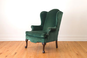 Emerald Velvet Wing Chair