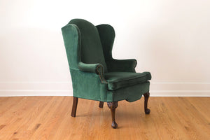 Emerald Velvet Wing Chair