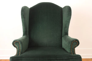 Emerald Velvet Wing Chair