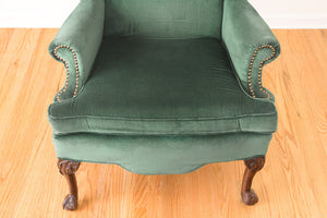 Emerald Velvet Wing Chair