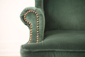 Emerald Velvet Wing Chair