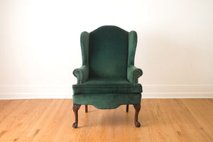 Emerald Velvet Wing Chair