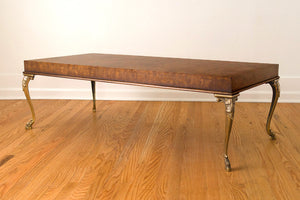 Burl Wood & Brass Coffee Table